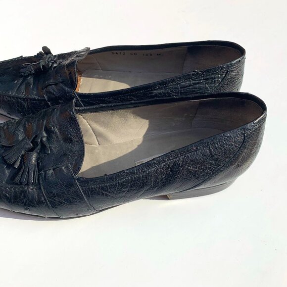 Vintage Brass Boot Nunn Bush Men’s Ostrich Tassel Loafers Black Italy 10.5 main image 8